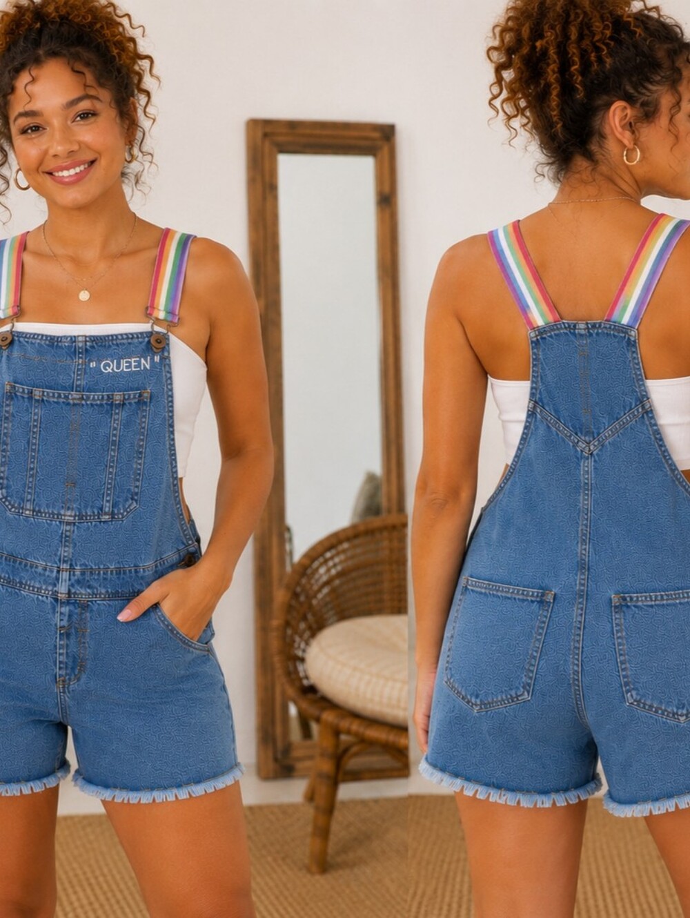 🌈 Target Pride "Queen" Denim Short Romper/Overall Shorts – Size Small – NWT